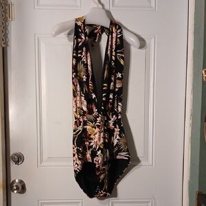 Cocoship Floral Black Women's One Piece Swim wear.